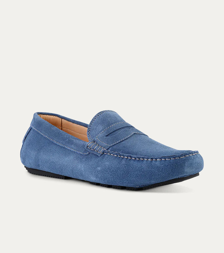 Santi Moccasin In Denim Suede - Ace Marks
