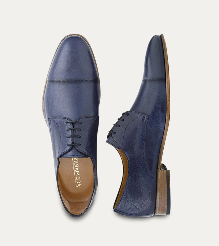 Shane Cap-Toe Oxford in Blue Leather - Ace Marks