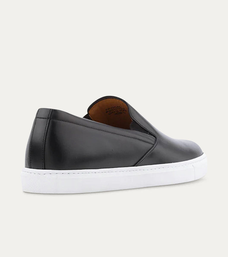 Slip On Sneaker In Black Leather - Ace Marks