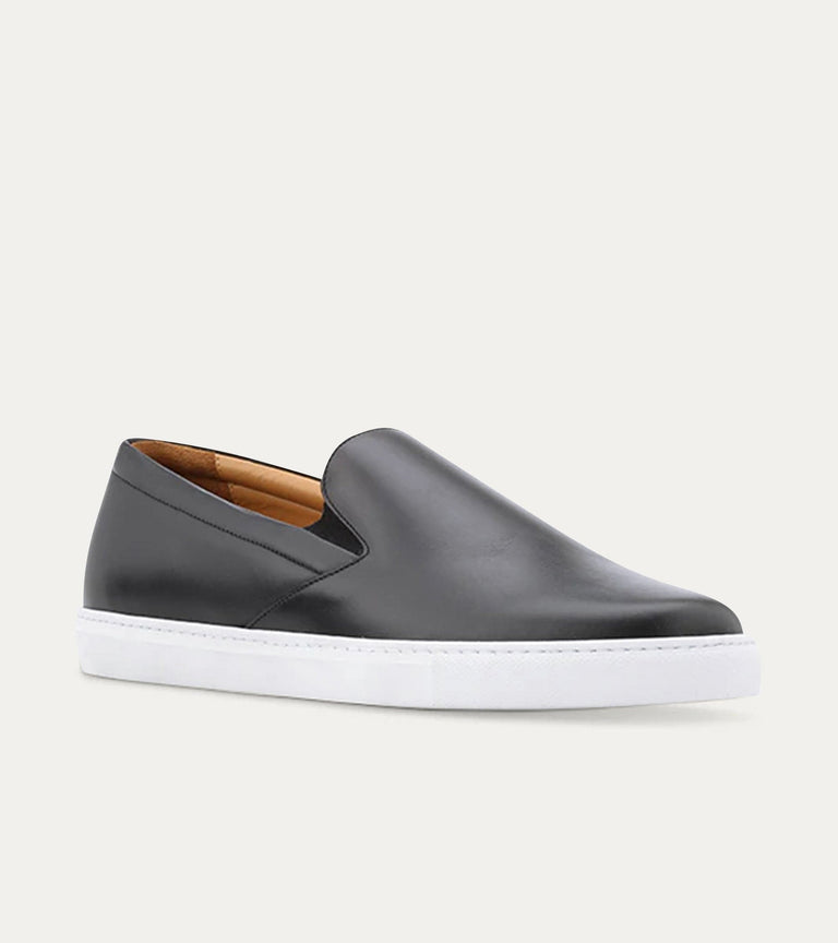 Slip On Sneaker In Black Leather - Ace Marks