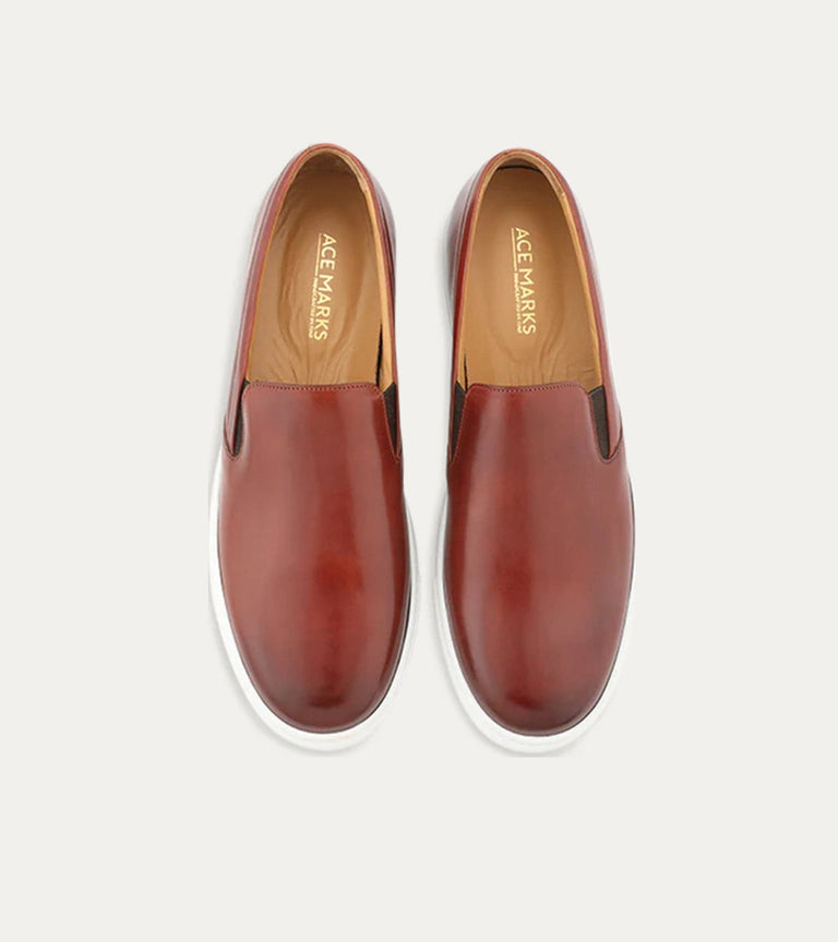 Slip On Sneaker In Brandy Antique - Ace Marks