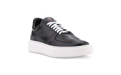 Lightweight Travel Sneaker in Black Leather