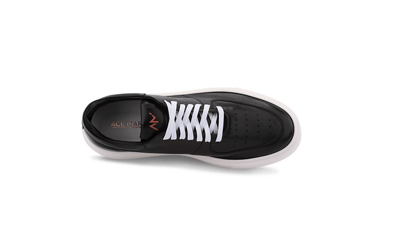Lightweight Travel Sneaker in Black Leather