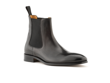 black antique leather italian chelsea boot