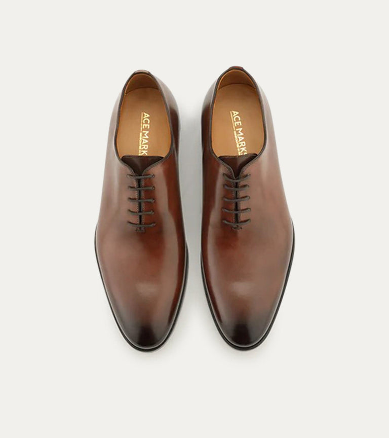Wholecut Oxford Plain Toe Brown Antique - Ace Marks