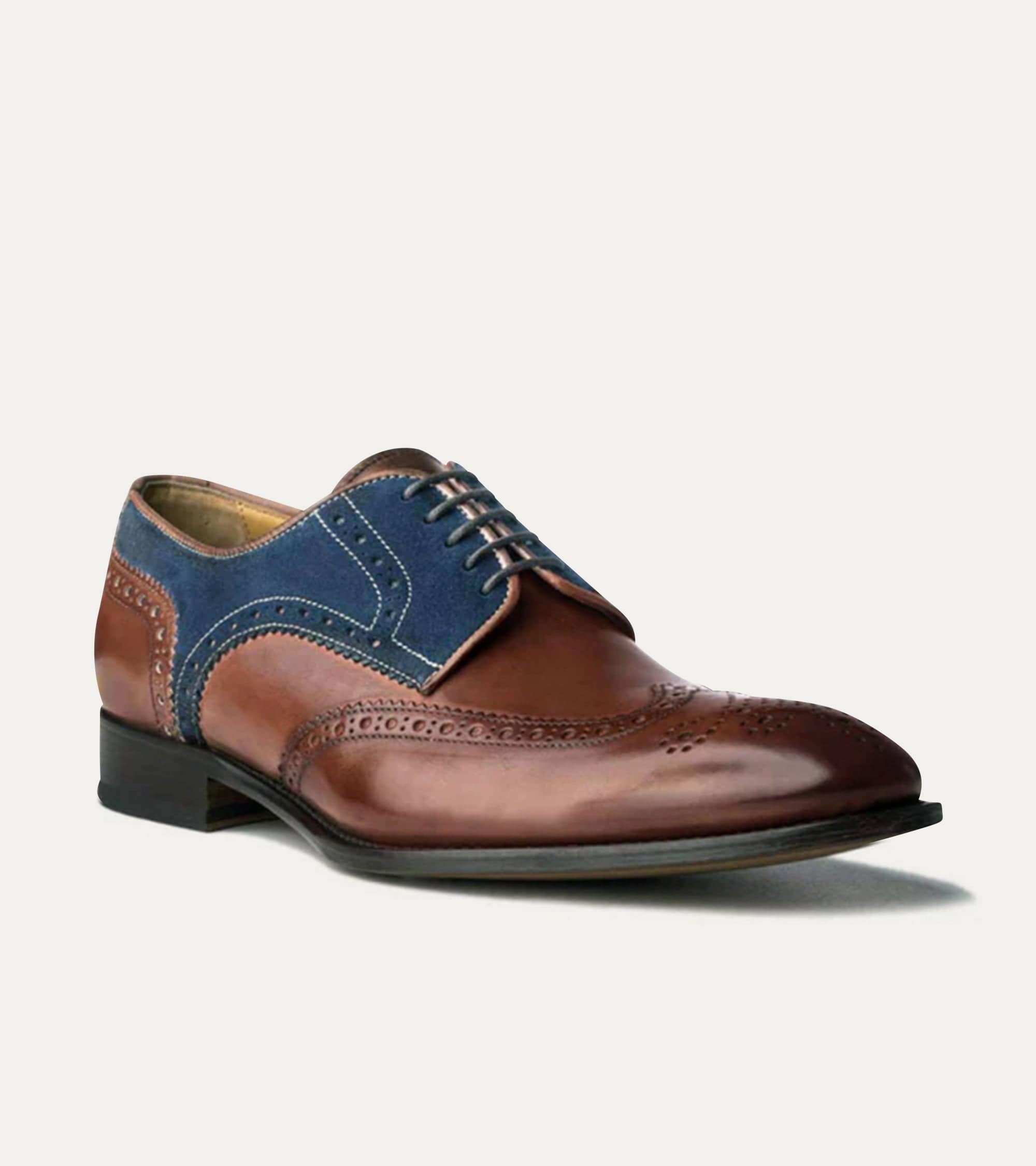 Dress Shoe Wingtip Brown Antique & Blue Suede D (Medium) / 9 Dress Shoe Wingtip Brown Antique & Blue Suede D (Medium) / 9
