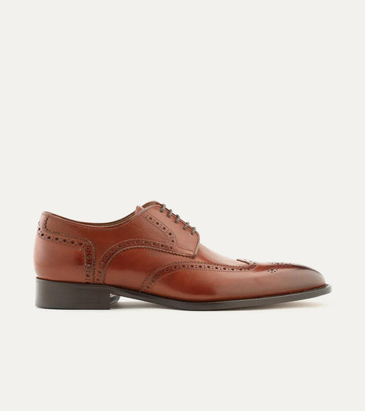 Black White Men's Two Tone Perforated Wing Tip Lace Up