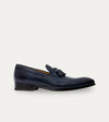 Men's blue Italian leather loafer dress shoes with tassel