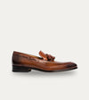 Men's Italian brown leather dress loafer shoe with tassel