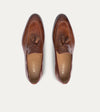 Men's Italian brown leather dress loafer shoe with tassel