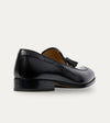 Men's black Italian leather loafer dress shoes with tassel