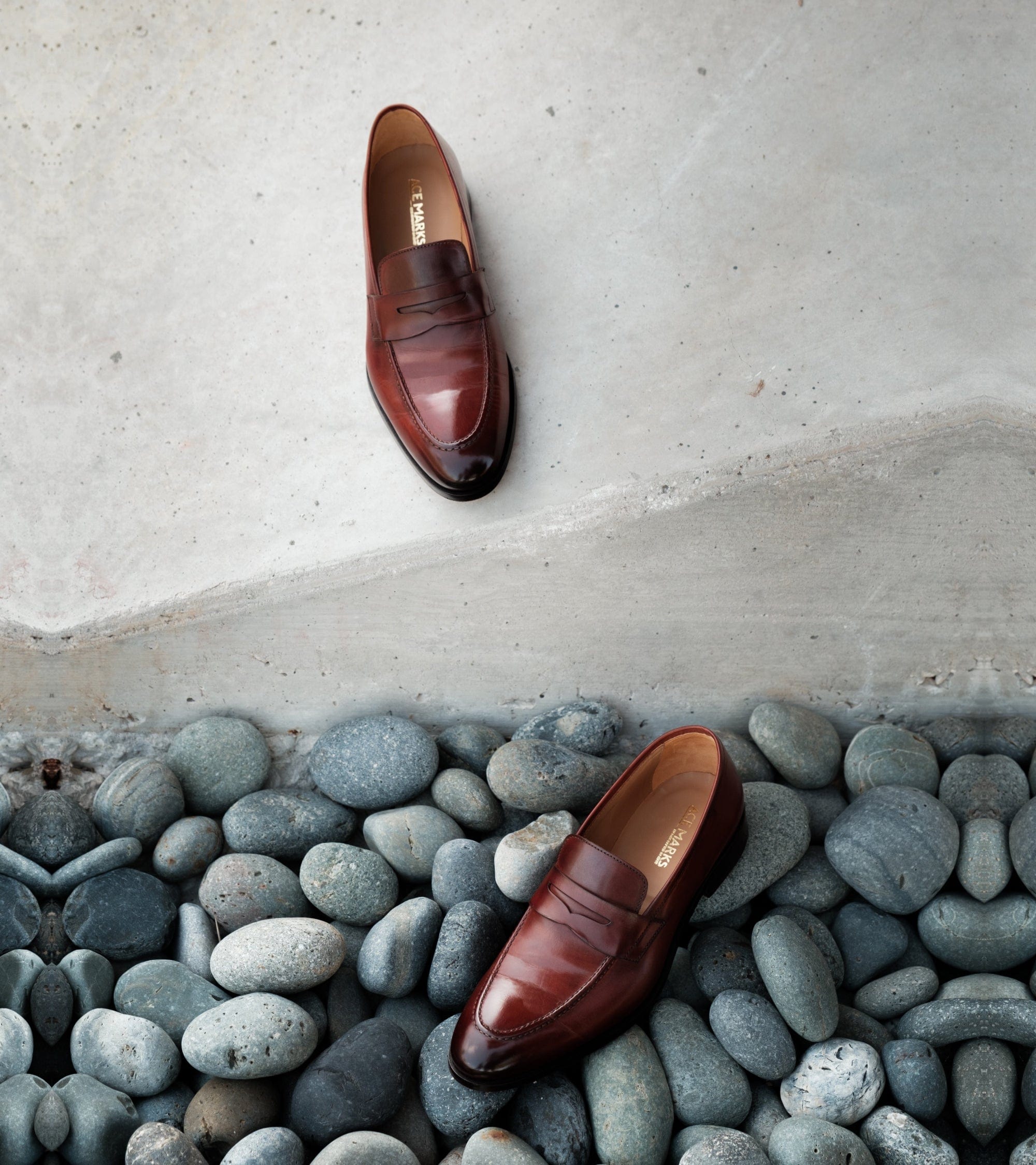 Dress Shoe Penny Loafer Cognac Antique Leather Ace Marks Dress Shoe Penny Loafer Cognac Antique Leather Ace Marks