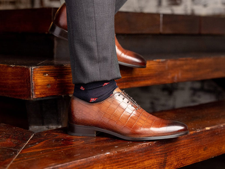Wholecut Oxford Plain Toe Brandy Nicol Croc