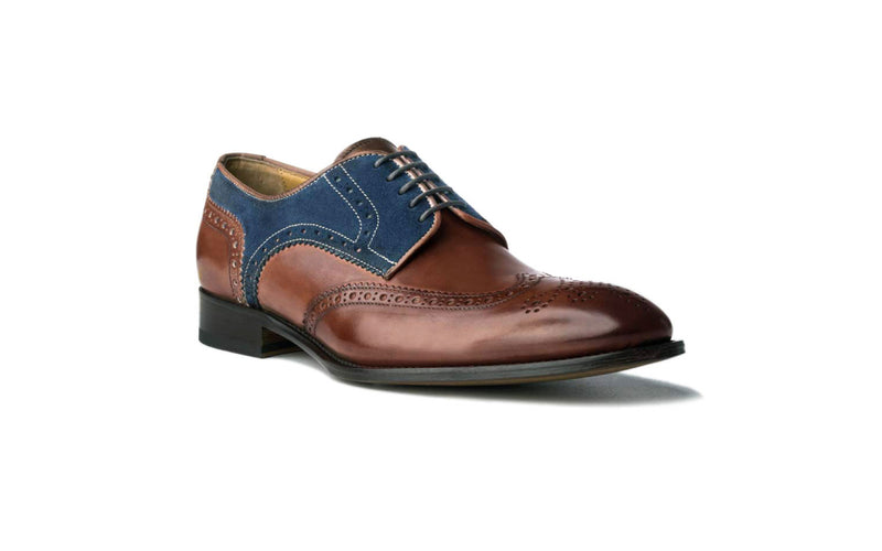 brown italian derby wingtip shoe