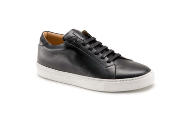 black leather white sole italian dress sneaker