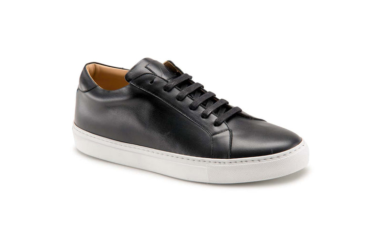 black leather white sole italian dress sneaker