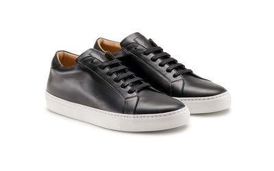 acemarks black leather handmade italian dress sneaker