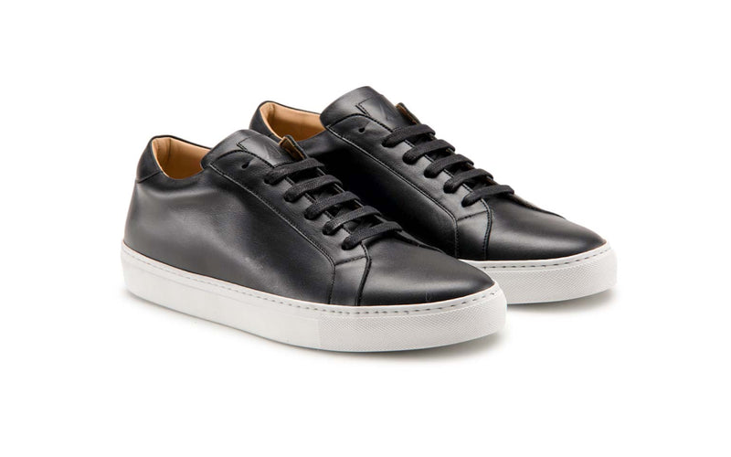 acemarks black leather handmade italian dress sneaker