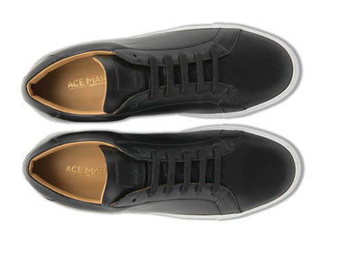 acemarks black leather handmade italian dress sneaker