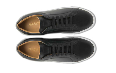 acemarks black leather handmade italian dress sneaker