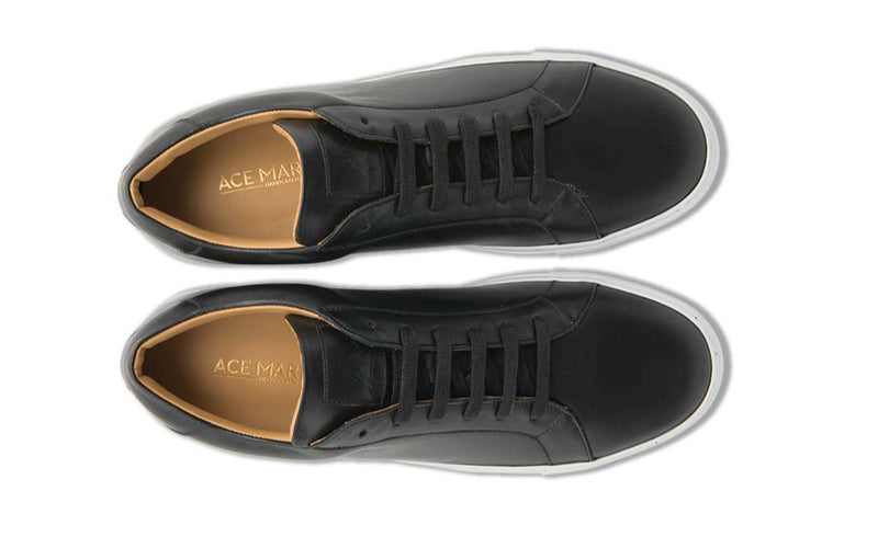 acemarks black leather handmade italian dress sneaker