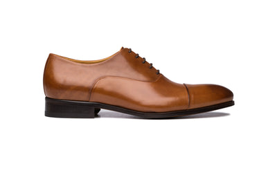 brown antique italian oxford cap toe dress shoe