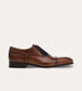Men's brown Italian leather and blue suede accent oxford brogue lace-up dress shoe