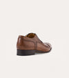 Men's brown Italian leather and blue suede accent oxford brogue lace-up dress shoe