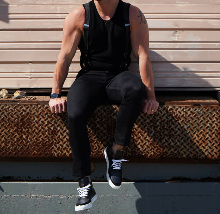 High Top Dress Sneakers In Black & Grey Smoke