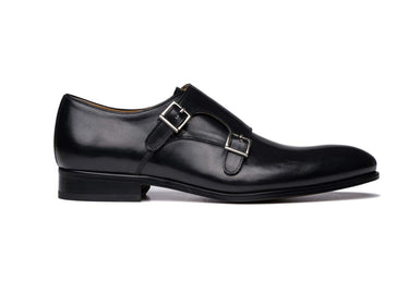 black leather italian monkstrap shoe