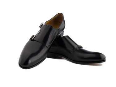 acemarks black leather italian monkstrap shoe