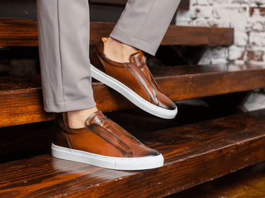 Elastic Slip On Sneaker In Cognac Nicol - Ace Marks