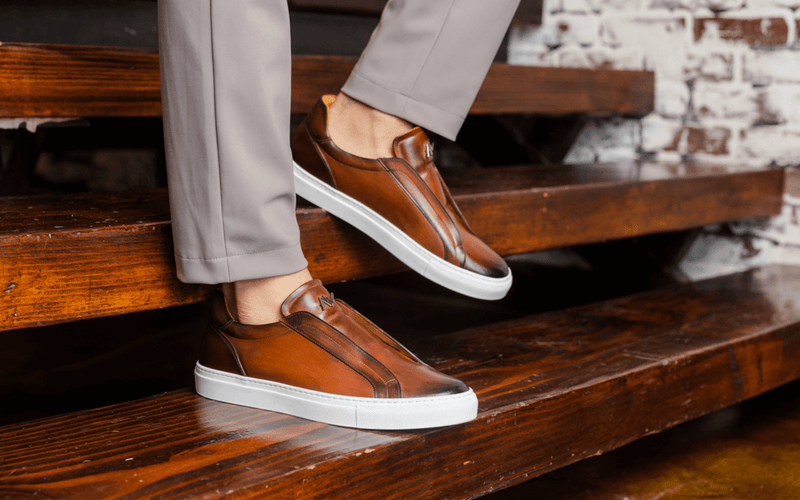 Elastic Slip On Sneaker In Cognac Nicol