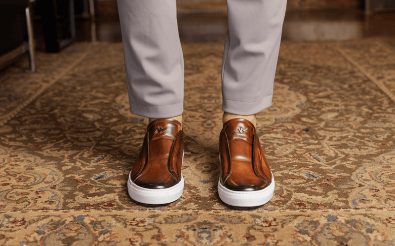Elastic Slip On Sneaker In Cognac Nicol