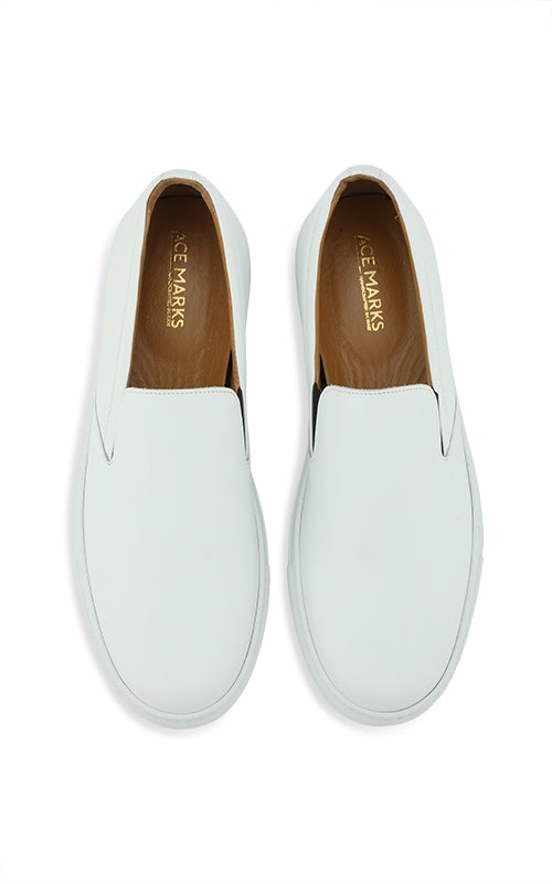 Slip On Sneaker In White Leather