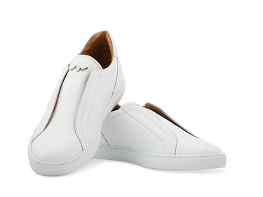 Elastic Slip On Sneaker In White Leather Ace Marks