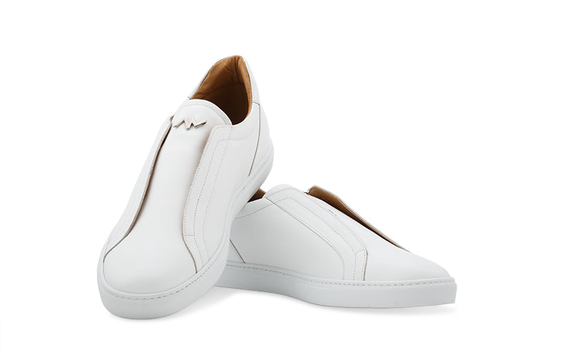 acemarks elastic slip on dress sneaker in white