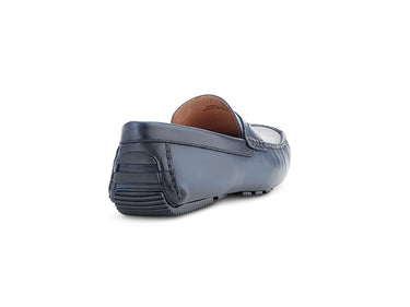 blue italian moccasin loafer shoe