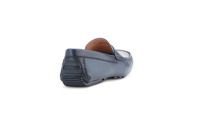 blue italian moccasin loafer shoe