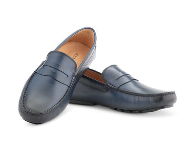 acemarks blue italian moccasin shoe