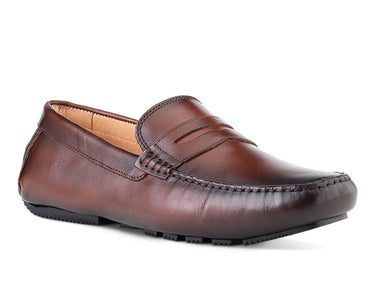brown leather italian mocassin shoe
