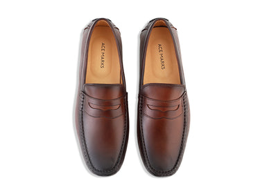 acemarks brown italian mocassin shoe