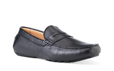 black moccasin dress shoe