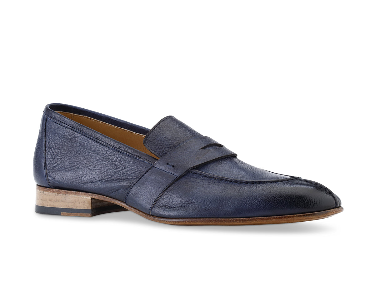 Buffalo Leather Loafer in Blue - Ace Marks