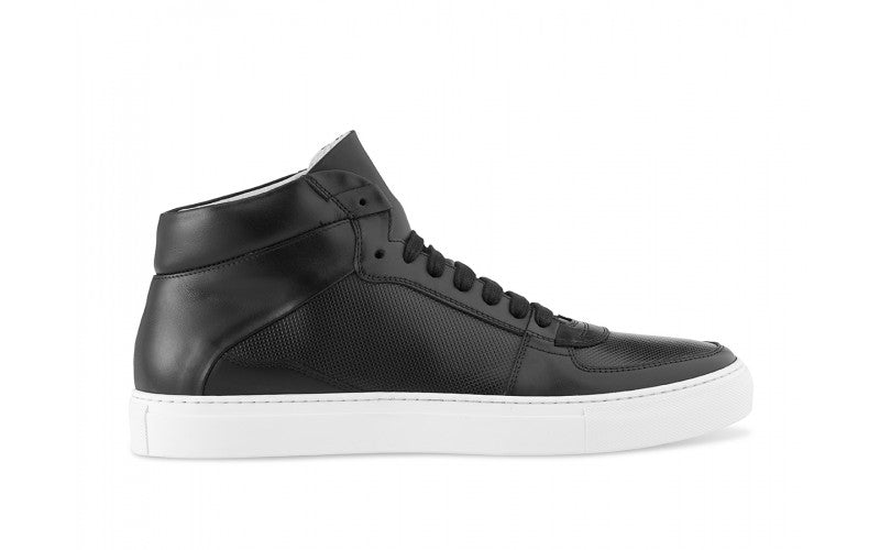 Cleto Hi-Top Sneaker In Black Saffiano
