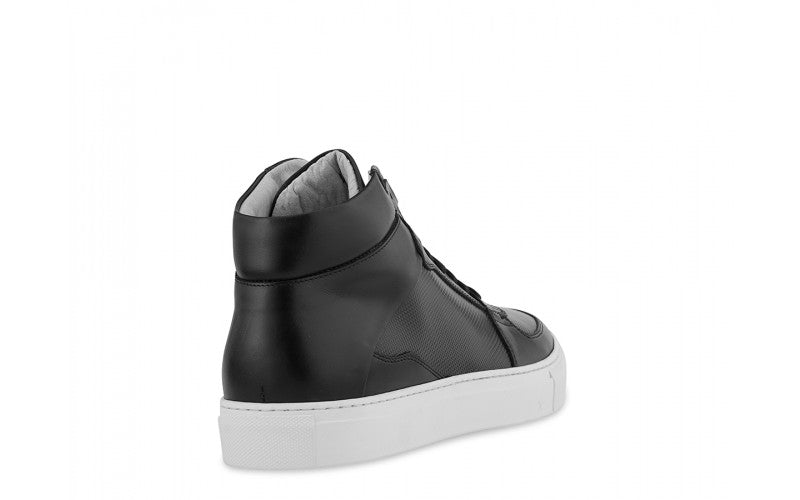 Cleto Hi-Top Sneaker In Black Saffiano - Ace Marks