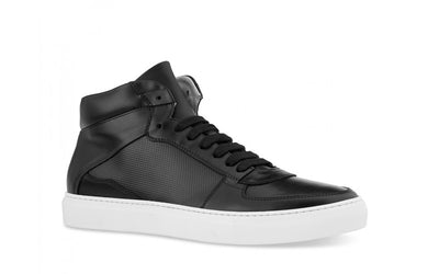 Cleto Hi-Top Sneaker In Black Saffiano