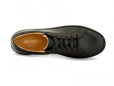 acemarks black leather handcrafted italian sneaker