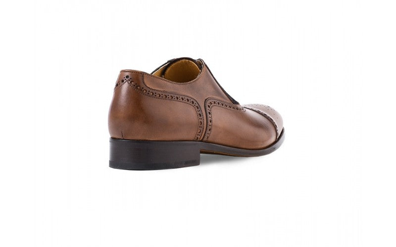Half Brogue Cap Toe Brown Antique & Blue Suede